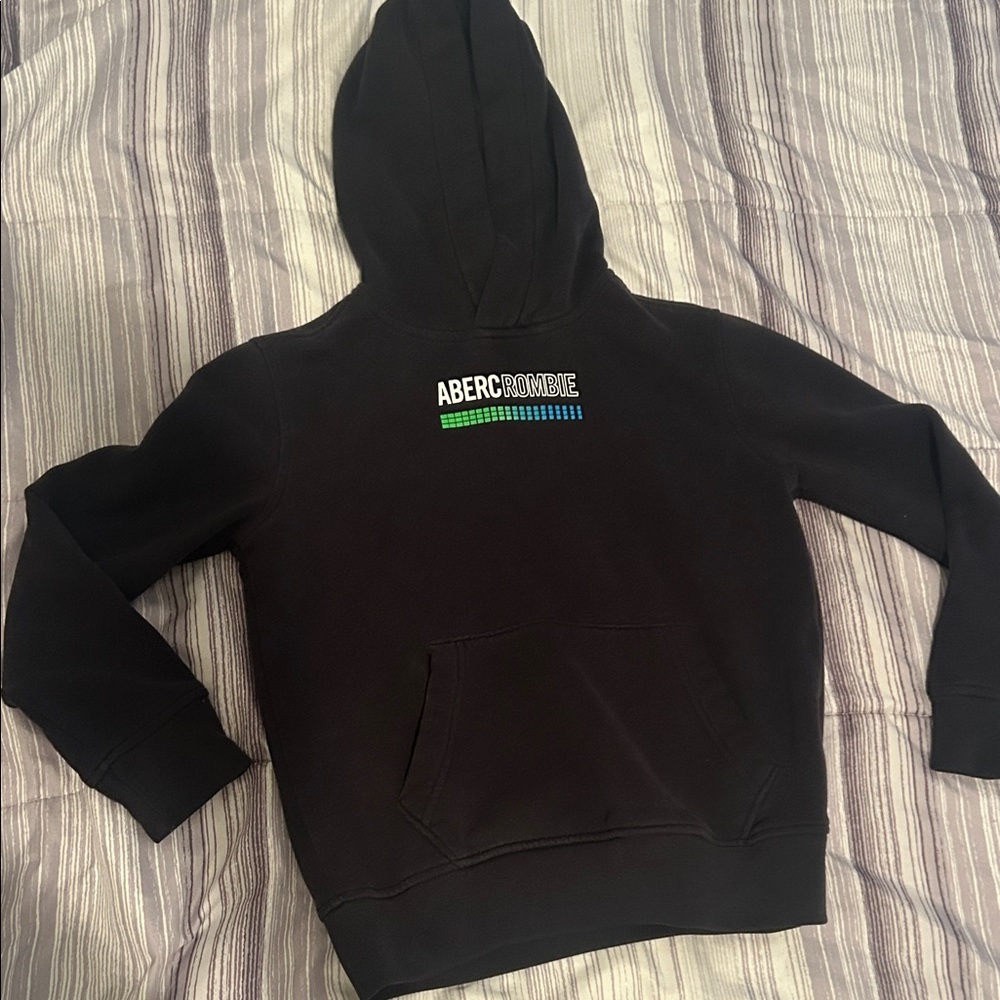 Abercrombie Kids Black Hoodie with Blue and Green Logo